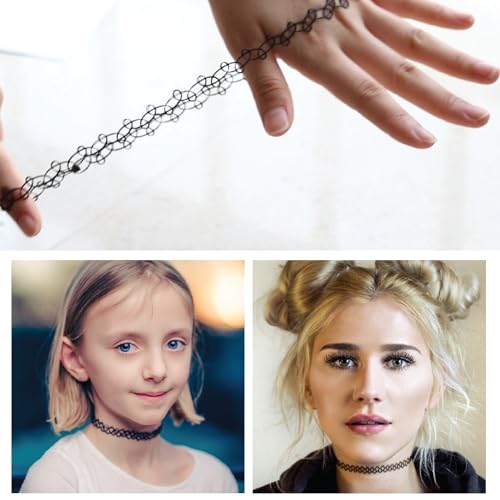 BodyJ4You Ying Yang Silvertone Pendant Tattoo Choker Necklace - Balanced Retro Accessory for Girls Teens