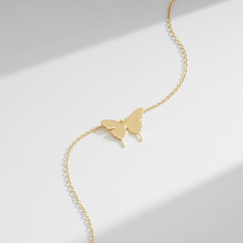VACRONA Gold Dainty Butterfly Necklaces 18K Gold Plated Choker Necklace Delicate Long Gold Chain Necklaces Jewelry Gift for Women