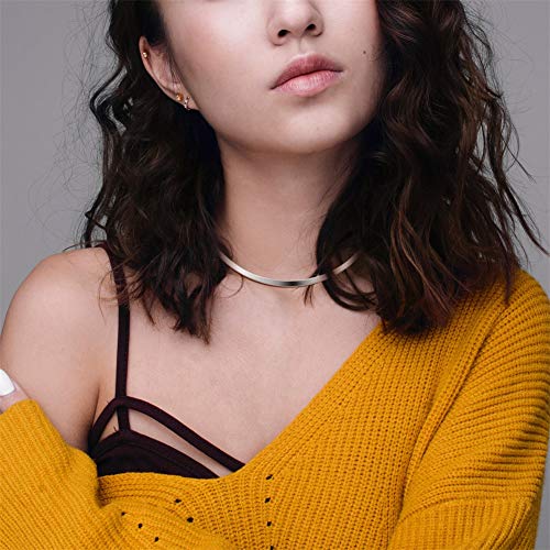 HooAMI Women's Necklace Choker Silver Stainless Steel Collar Necklace