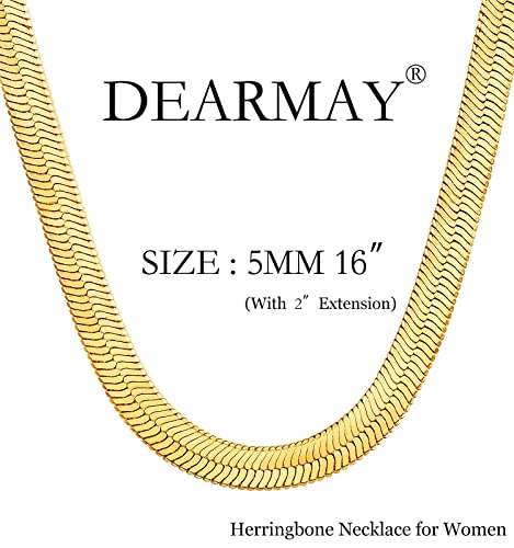 DEARMAY Gold Herringbone Necklace for Women Dainty Gold Necklace for Women Egyptian Simple Gold Chain Choker Necklace for Women Chunky Thick Snake Chain Necklaces for Teen Gifts