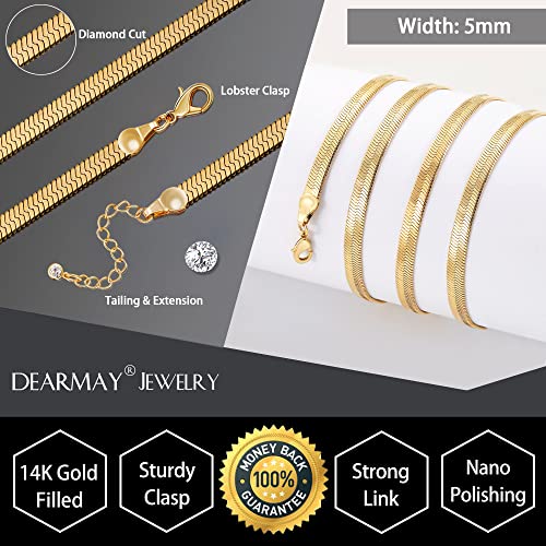 DEARMAY Gold Herringbone Necklace for Women Dainty Gold Necklace for Women Egyptian Simple Gold Chain Choker Necklace for Women Chunky Thick Snake Chain Necklaces for Teen Gifts