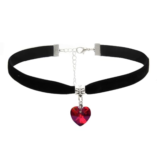 ISCASSE Black Choker Necklaces for Woman Love Heart Choker Necklace Adjustable Velvet Choker Soft Collar Chain Red Heart Necklace Halloween Cosplay Party