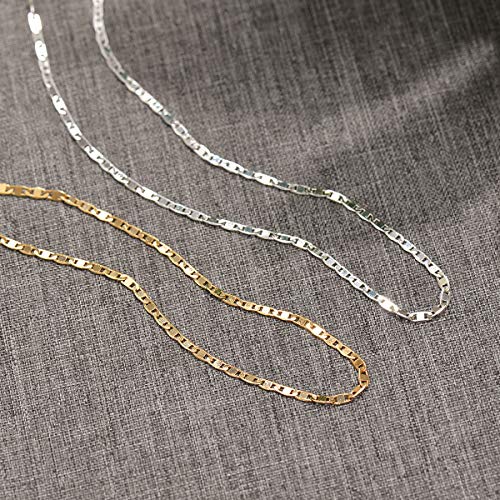 MEVECCO Gold Plain Chain Choker Necklace,14K Gold Plated Dainty Cute Link Lace Thin Clavicle Chain Long Necklace Delicate Fashion Choker Necklace Jewelry Gift for Women