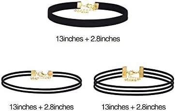 Black Velvet Chokers Necklaces Set Classic Chokers for Women and Girls (Black, 3 Pieces)