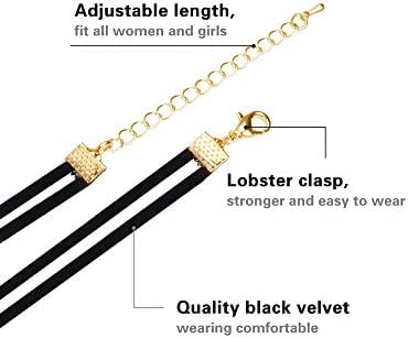 Black Velvet Chokers Necklaces Set Classic Chokers for Women and Girls (Black, 3 Pieces)