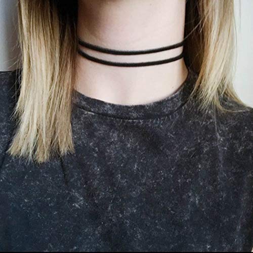 Zoestar Choker Necklace 2 Layered Black Velvet Collar Necklaces for Women