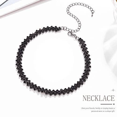 JONKY Rhinestone Choker Necklace Gold Chokers Crystal Necklaces Sparkly Neck Jewelry Prom Accessories for Women and Girls (Black)