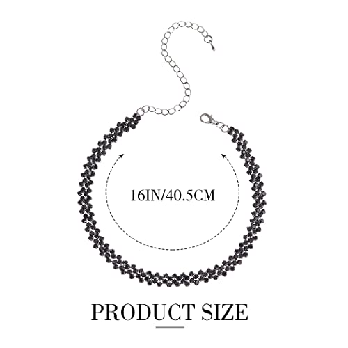 JONKY Rhinestone Choker Necklace Gold Chokers Crystal Necklaces Sparkly Neck Jewelry Prom Accessories for Women and Girls (Black)