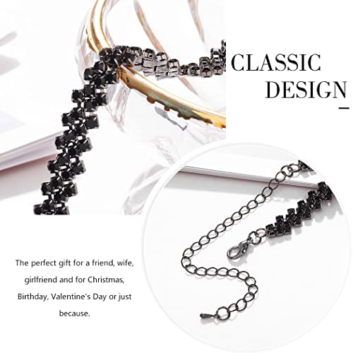 JONKY Rhinestone Choker Necklace Gold Chokers Crystal Necklaces Sparkly Neck Jewelry Prom Accessories for Women and Girls (Black)