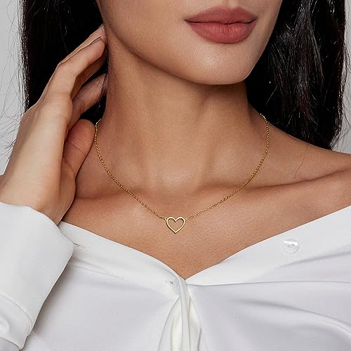 18k Gold Plated Heart Choker Necklace for Teen Girls