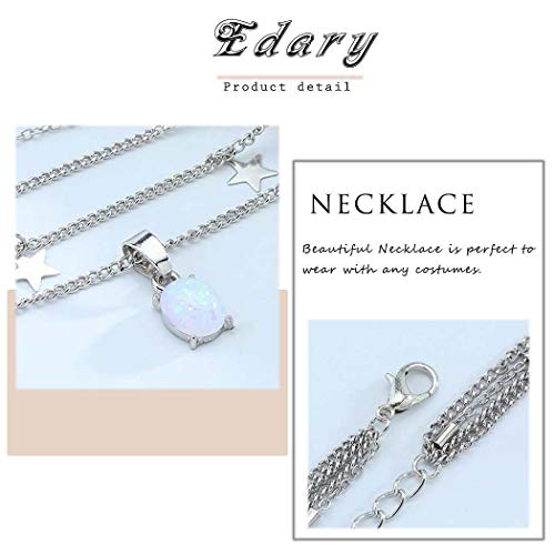 Edary Boho Layered Necklaces Silver Star Choker Necklace Crystal Pendant Chain Jewelry Accessories for Women (Style A)