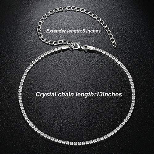 EFTOM 1 Row Silver Rhinestone Choker Necklace Diamond Necklaces for Women