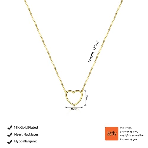 18k Gold Plated Heart Choker Necklace for Teen Girls