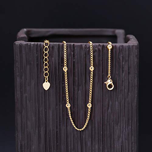 Aobei Pearl Gold Choker Necklace for Women 18k Gold Plated Curb Ball Satellite Chain Dipped Short Chokers Dainty Layering Jewelry 16’’