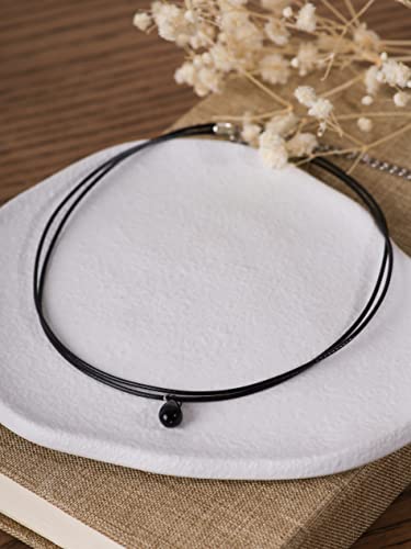 Sacina Goth Boho Hippie Dainty Double Layered Black Choker Necklace, Teardrop Glass Necklace, Halloween Christmas New Year Gift for Women