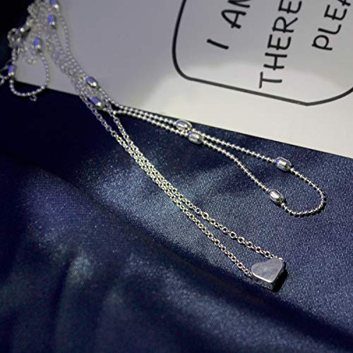 Aluinn Love Heart Layered Choker Necklace Silver Simple Beads Pendant Necklace Simple Chain for Women