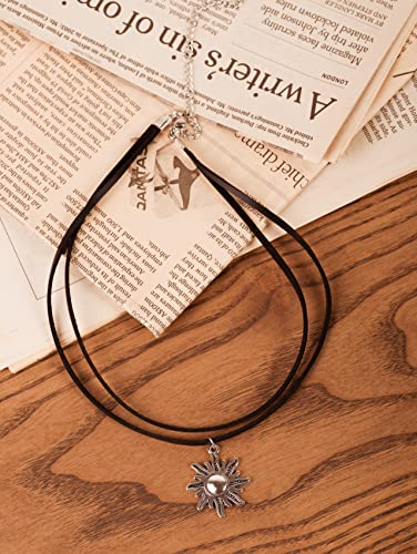Sacina Gothic Boho Layered Sun Choker Necklace, Black Choker, Boho Choker, Gothic Choker, Boho Choker Necklace, Halloween Christmas New Year Jewelry Gift For Women