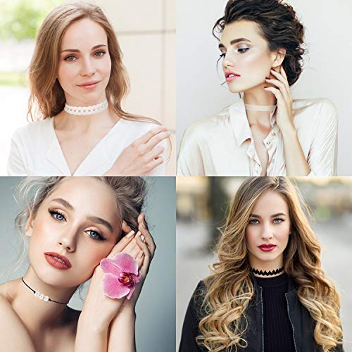 K&Q 60 PCS Choker Necklace, Classic Stretch Colorful Gothic Collar Tattoo Choker Necklace AndBlack Layered Cute Lace Velvet Choker Necklace Set for teenagers and Women