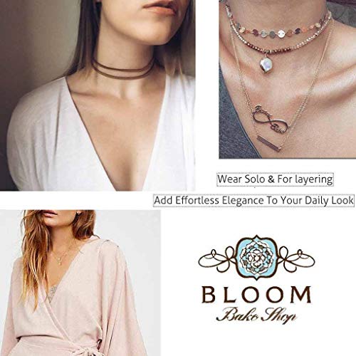 Olbye Layering Leather Necklace Brown Faux Leather Choker Necklace Personal Everyday Necklace Jewelry for Women and Girls (Brown)