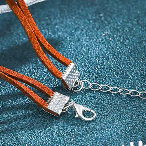 Olbye Layering Leather Necklace Brown Faux Leather Choker Necklace Personal Everyday Necklace Jewelry for Women and Girls (Brown)