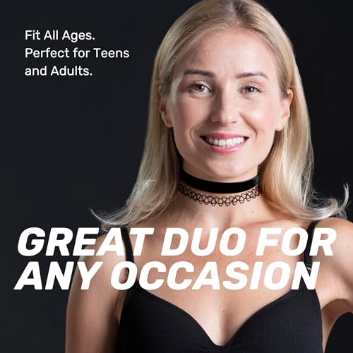 BodyJ4You Tattoo Choker Leather Necklace Layered Set - 90s Black Choker Necklace 2000s Vintage Collar Necklace - Skinny Rope Goth Punk Rock Anime Cosplay - Women Teens Girls Jewelry