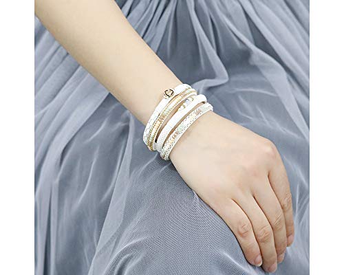 Women's Boho Leopard Crystal Beads Leather Wrap Bracelet