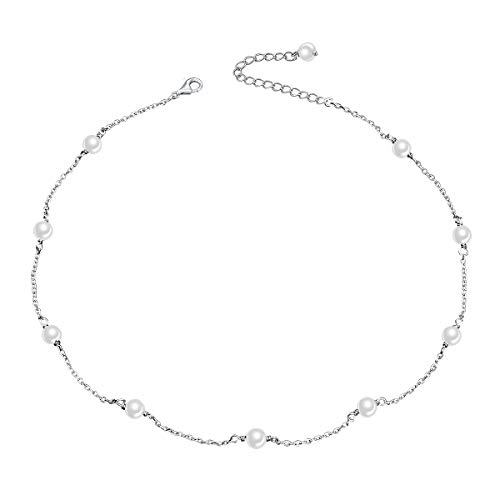 S925 Sterling Silver Choker Shell Pearl Beads Clavicle Short Pendant Necklace for Women Jewelry