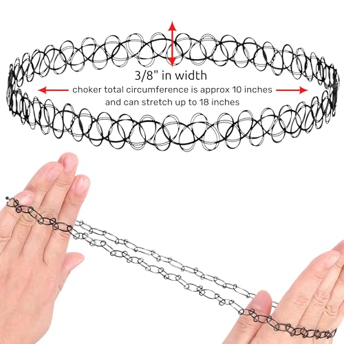 BodyJ4You Tattoo Choker Leather Necklace Layered Set - 90s Black Choker Necklace 2000s Vintage Collar Necklace - Skinny Rope Goth Punk Rock Anime Cosplay - Women Teens Girls Jewelry