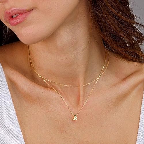 Yoosteel Layered Initial Necklaces for Women Trendy, 14K Gold Plated Initial A Necklace Tiny Initial Choker Necklace Dainty Gold Layered Initial Necklaces for Women Girls Jewelry