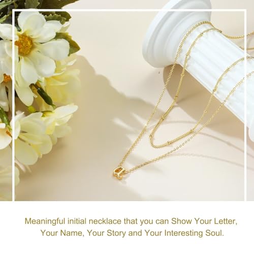 Yoosteel Layered Initial Necklaces for Women Trendy, 14K Gold Plated Initial A Necklace Tiny Initial Choker Necklace Dainty Gold Layered Initial Necklaces for Women Girls Jewelry