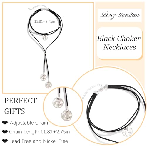 Long tiantian Black Choker Necklaces for Woman Boho Necklace Layered Choker Necklace for Women Western Choker Bohemian Jewelry for Women Cowgirl Necklace Women Christmas Gifts (Black Choker Necklace)