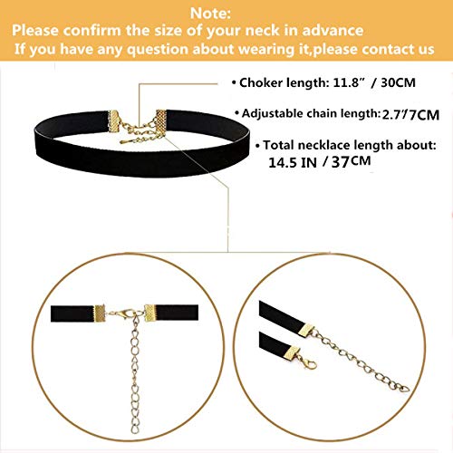 YOKER 40 Pcs Black Choker Necklaces Set Womens Velvet Choker Set Classic with Lace Tattoo Charm Girls Stretch Necklace Gifts