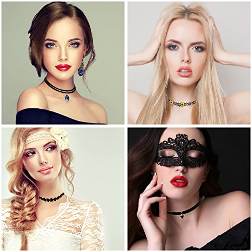 YOKER 22 Pcs Black Velvet Choker Necklaces for Teen Girls and Women Choker Set Classic Lace Tattoo Charm Girls Stretch Necklace