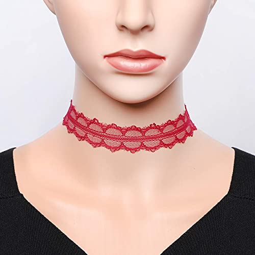 Manfnee 10pcs Lace Choker Gothic Choker Tattoo Chocker Necklace for Women