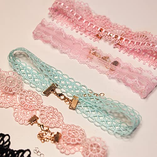 Manfnee 10pcs Lace Choker Gothic Choker Tattoo Chocker Necklace for Women