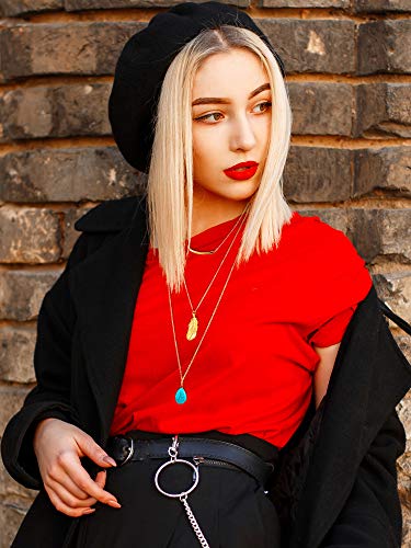 Hicarer 12 Pieces Long Pendant Necklace Set Y Tassel Leaf Circle Bar Necklace for Women (Tassel)