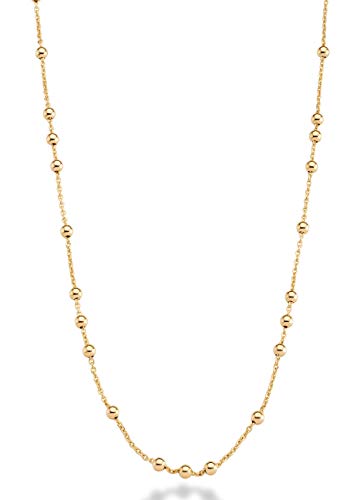 Miabella Italian 18K Yellow or Rose Gold Plated Beaded Ball Rosary Long Wrap Layering Station Chain Necklace for Women, 60" (Yellow-Gold-Plated-Bronze)