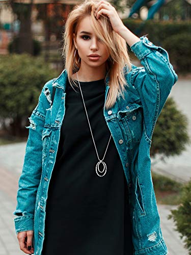 Hicarer 12 Pieces Long Pendant Necklace Set Y Tassel Leaf Circle Bar Necklace for Women (Tassel)