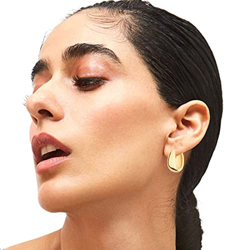 6 Pairs of 14K Gold Chunky Hoop Earrings