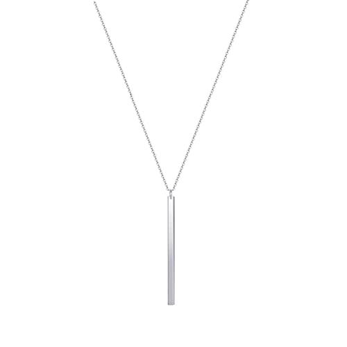 Artmiss Bar Pendant Necklace Gold Long Y-Necklace Delicate Lariat Chain Jewelry for Women(Silver)