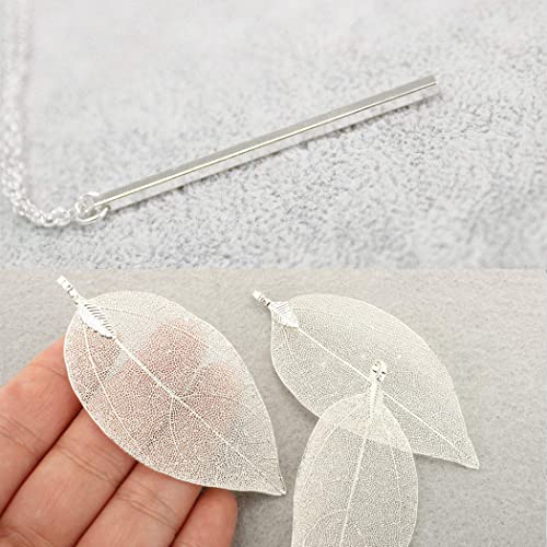 YQZIYOU 4 PCS Long Necklaces for Women - Fashion Pendant Necklace Jewelry, Silver Bar Feather Circle Leaf Lock Tassel Y Necklace Jewelry Set for Girls