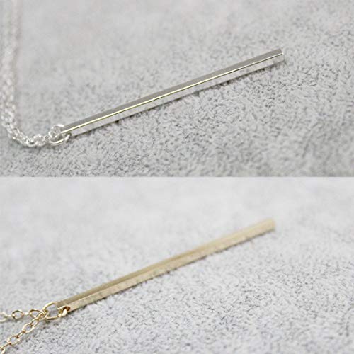Artmiss Bar Pendant Necklace Gold Long Y-Necklace Delicate Lariat Chain Jewelry for Women(Silver)