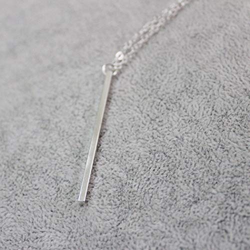 Artmiss Bar Pendant Necklace Gold Long Y-Necklace Delicate Lariat Chain Jewelry for Women(Silver)