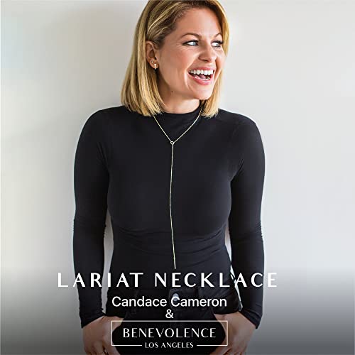 Benevolence LA Lariat Gold Bar Necklace, Candace Cameron Designed 14k Gold Y Necklace, Long Chain Travel Accessory