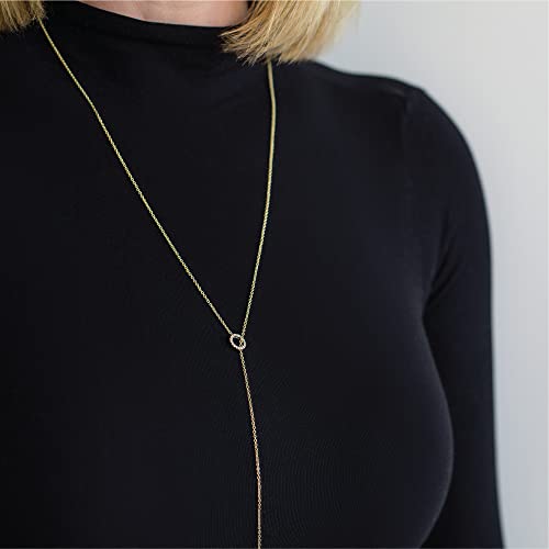 Benevolence LA Lariat Gold Bar Necklace, Candace Cameron Designed 14k Gold Y Necklace, Long Chain Travel Accessory