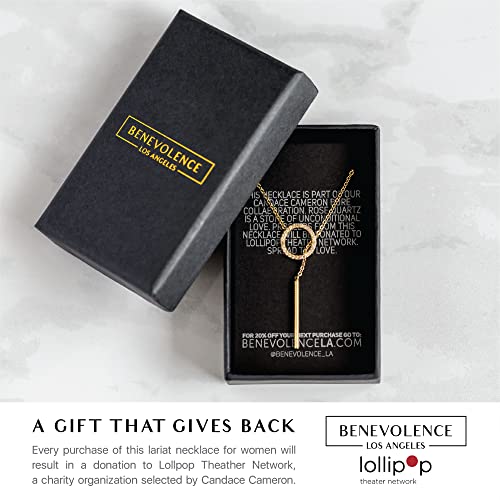 Benevolence LA Lariat Gold Bar Necklace, Candace Cameron Designed 14k Gold Y Necklace, Long Chain Travel Accessory