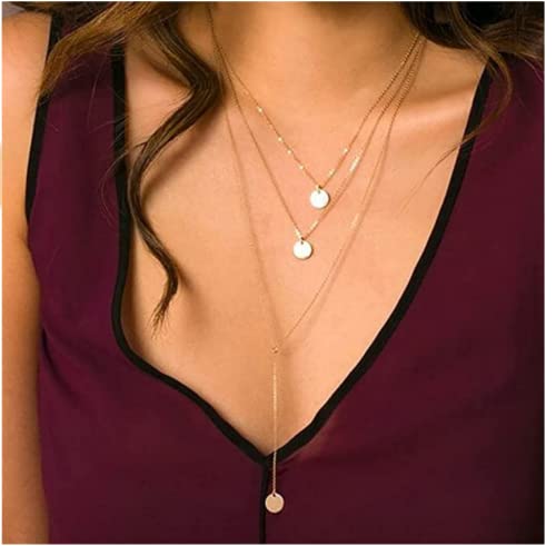Fdesigner Fashion Layered Long Necklace Coin Pendant Necklace Chain Charm Necklace Jewelry for Women