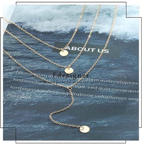 Fdesigner Fashion Layered Long Necklace Coin Pendant Necklace Chain Charm Necklace Jewelry for Women