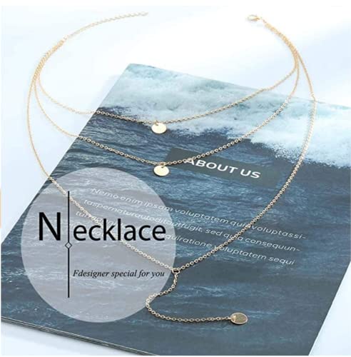 Fdesigner Fashion Layered Long Necklace Coin Pendant Necklace Chain Charm Necklace Jewelry for Women