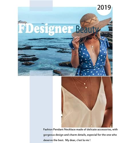 Fdesigner Fashion Layered Long Necklace Coin Pendant Necklace Chain Charm Necklace Jewelry for Women